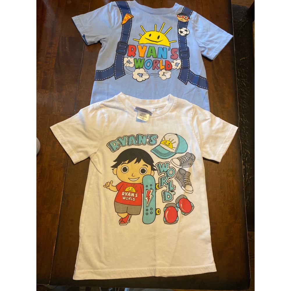 Ryans World Boys Graphic T-Shirt Bundle Set of 2 Blue White Size 6 Short Sleeve
